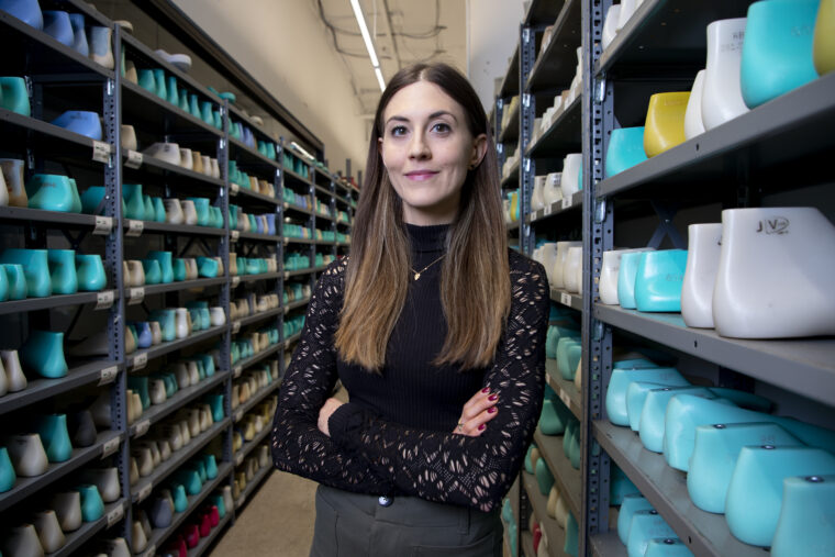 Portrait of alumna Kristina Grimm, the senior footwear designer at Reebok in Boston.