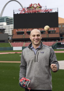 Matt Bayer on the field at Busch Stadium.
