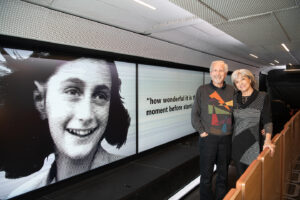 Alumni Sandy and Karen Teplitzky work hard to combat hate and intolerance through the Mobile Museum of Tolerance. (Photo: Mary Rafferty)