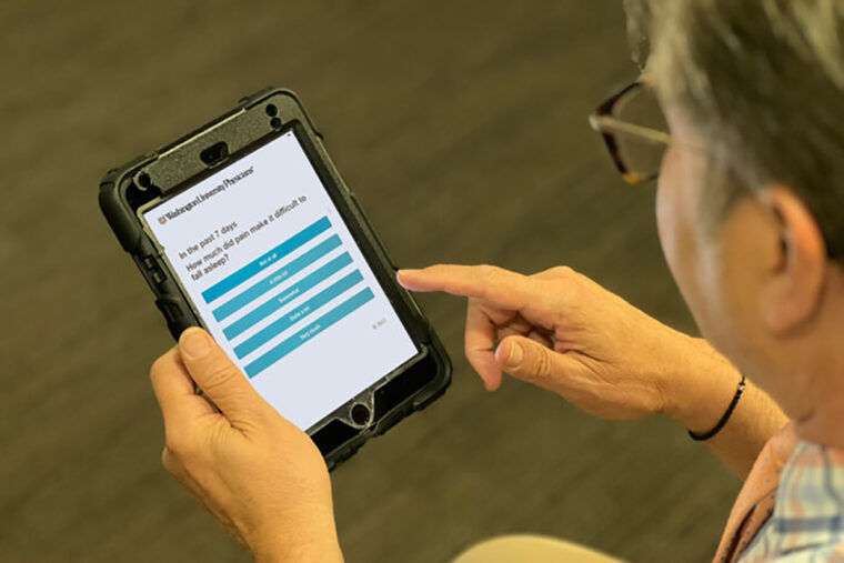 Patient filling out an electronic questionnaire