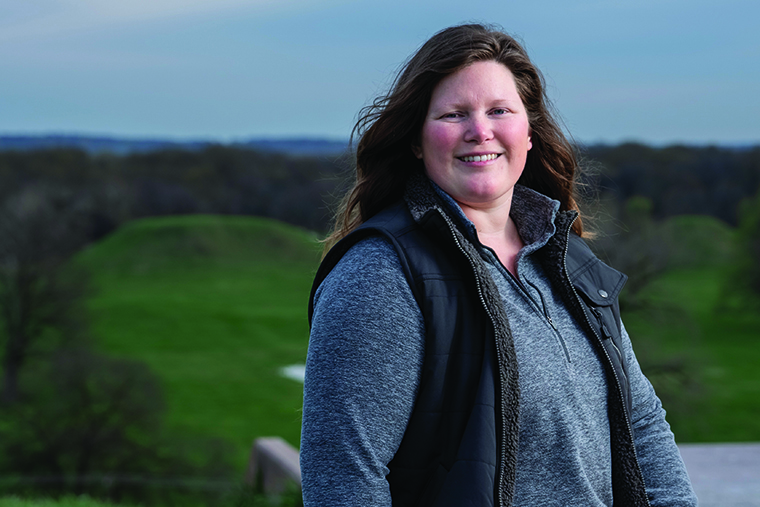 Caitlin Rankin at Cahokia Mounds.