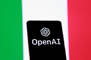 Flag of Italy with OpenAI logo in middle