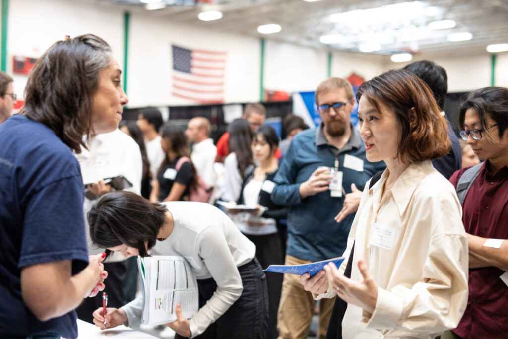 Student meeting with employer