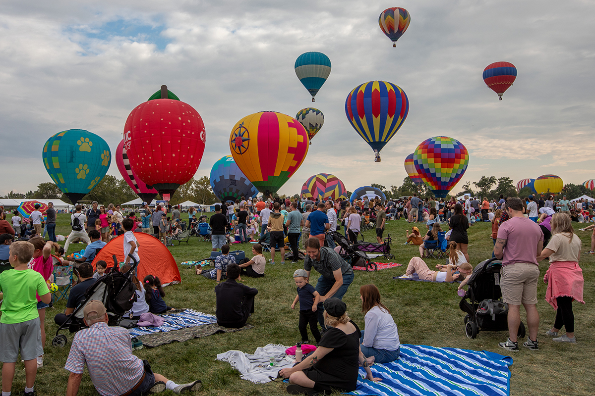 Hot air balloons at Central Fields in Forest Park