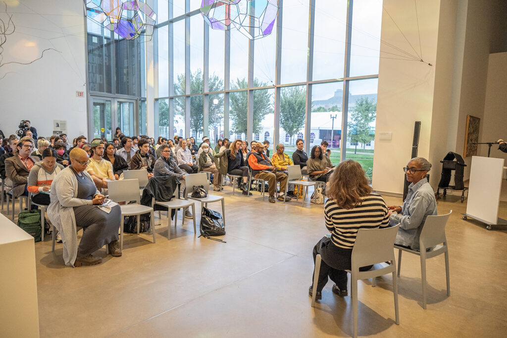 Poet Simone White speaks at the Kemper Art Museum