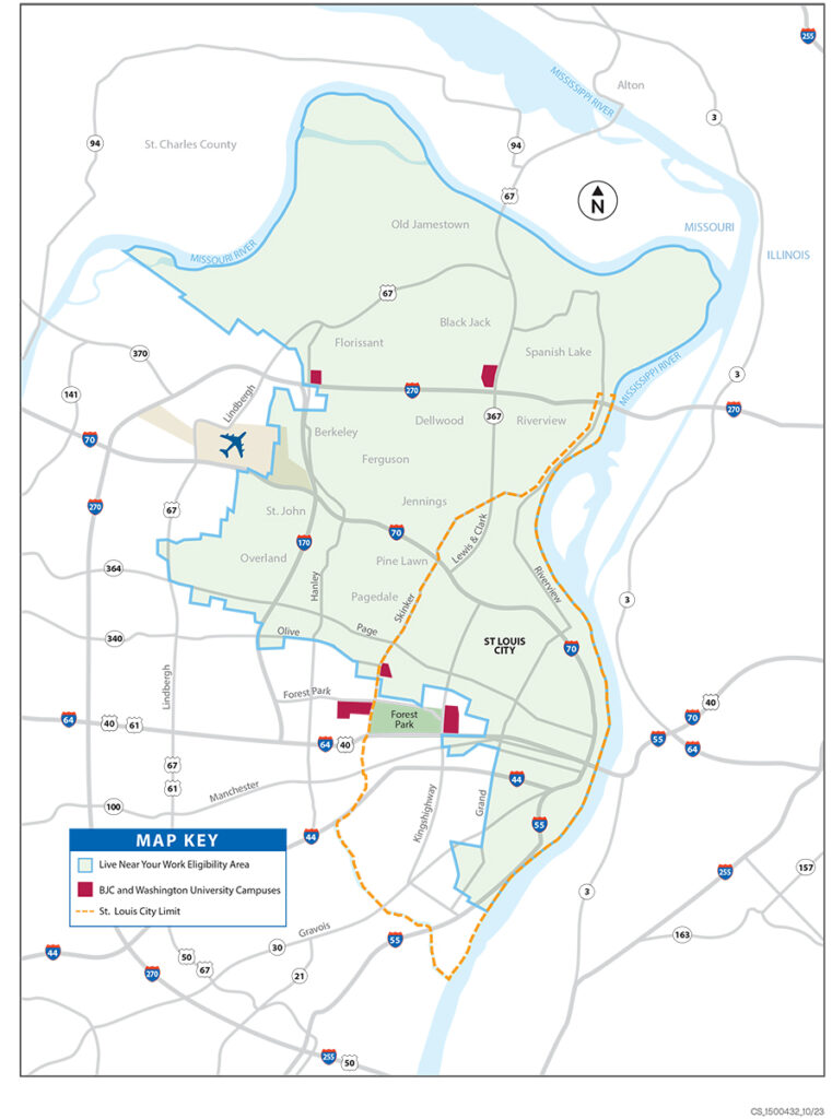 Map of eligible Live Near Your Work Neighborhoods