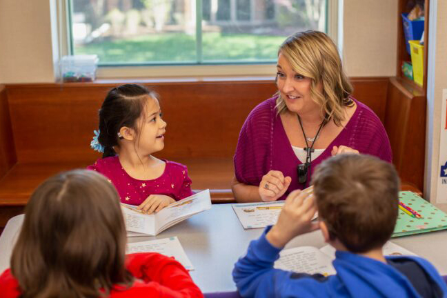 teacher with deaf students