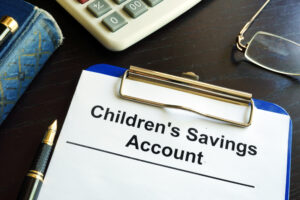 clipboard with the words Children's Savings Account