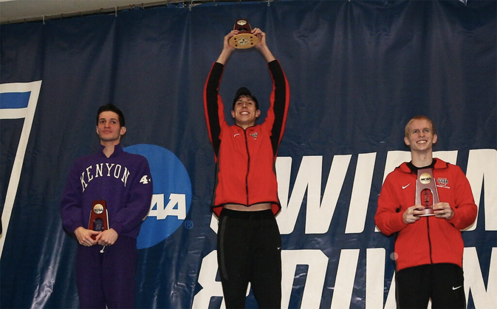 Swimmers on the podium