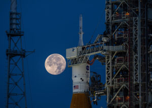 moon and spacecraft