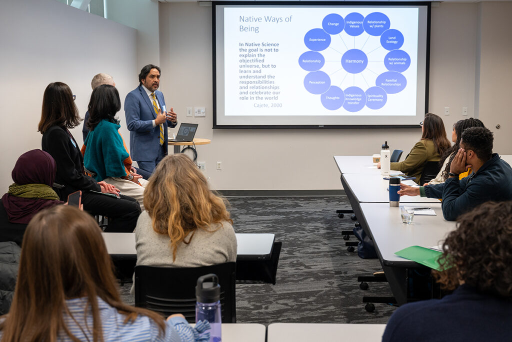 Lecturer presents to group