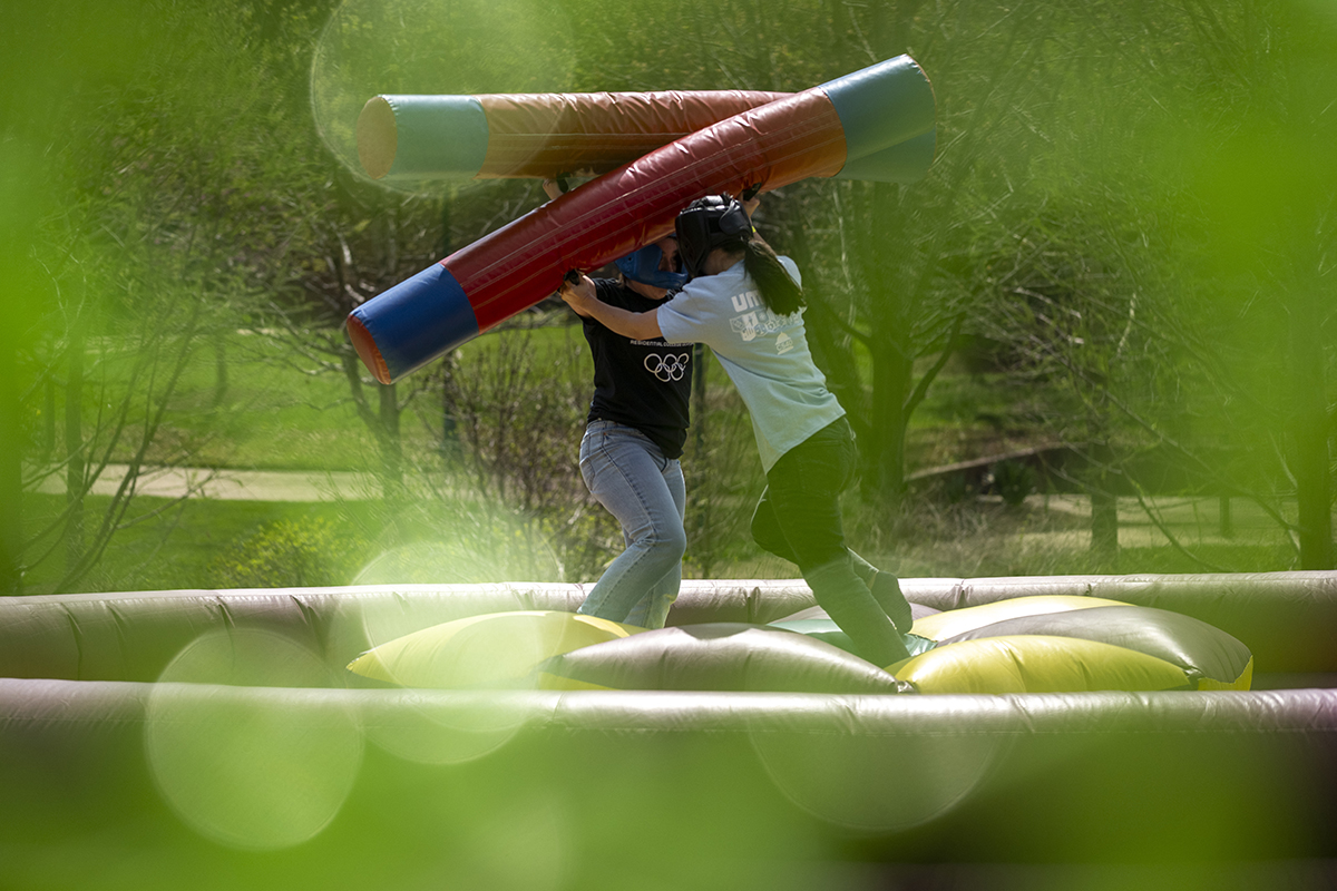 Participants compete in athletic events