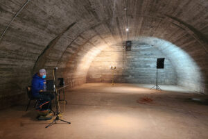 performer in bunker at Tyson Research Center