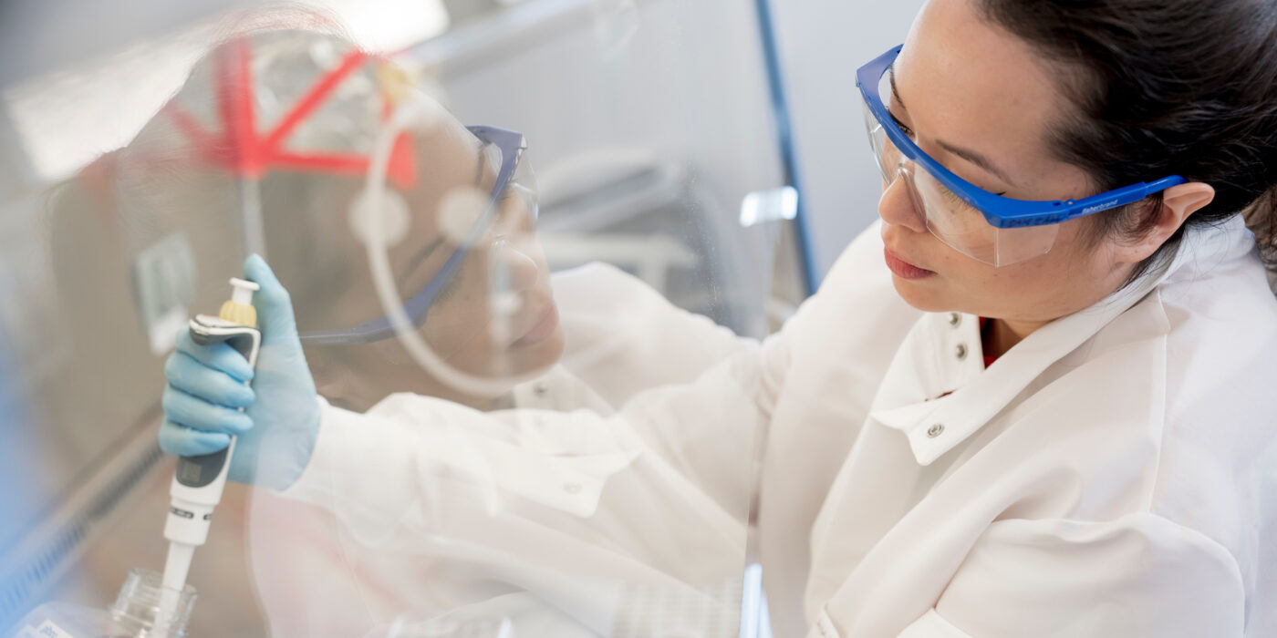 Postdoctoral fellow Samantha Zambuto uses biomaterials to create models of reproductive tissues, including the uterus, vagina and placenta. (Photo: Whitney Curtis)