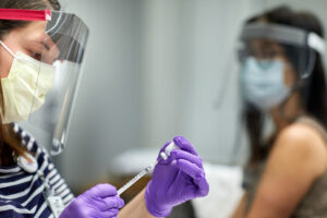 health-care workers receive vaccine
