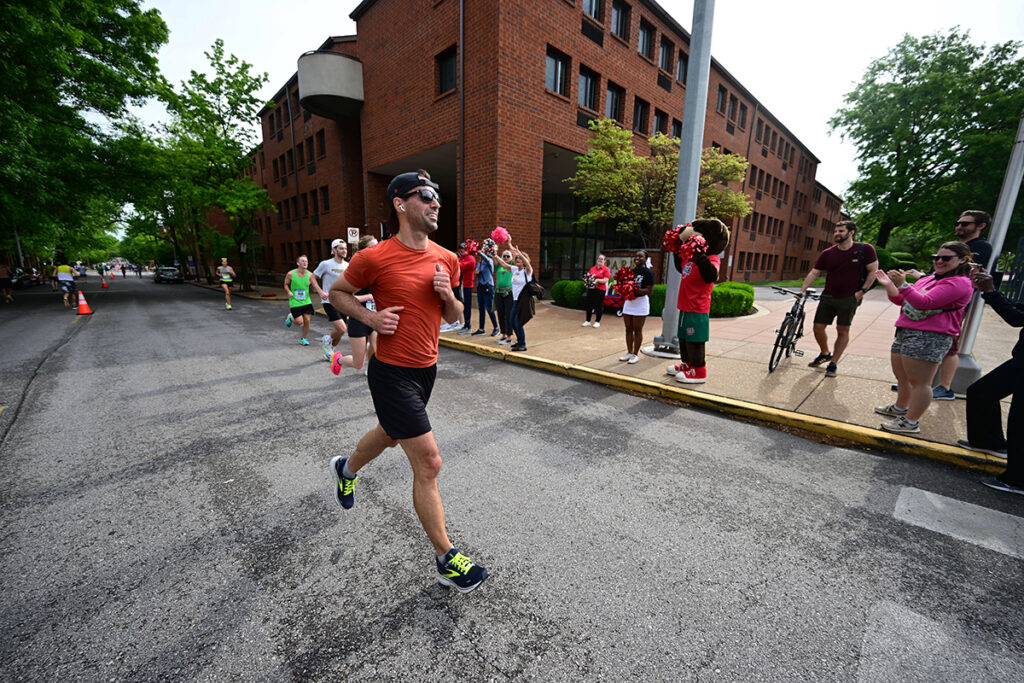 A runner participates in marathon