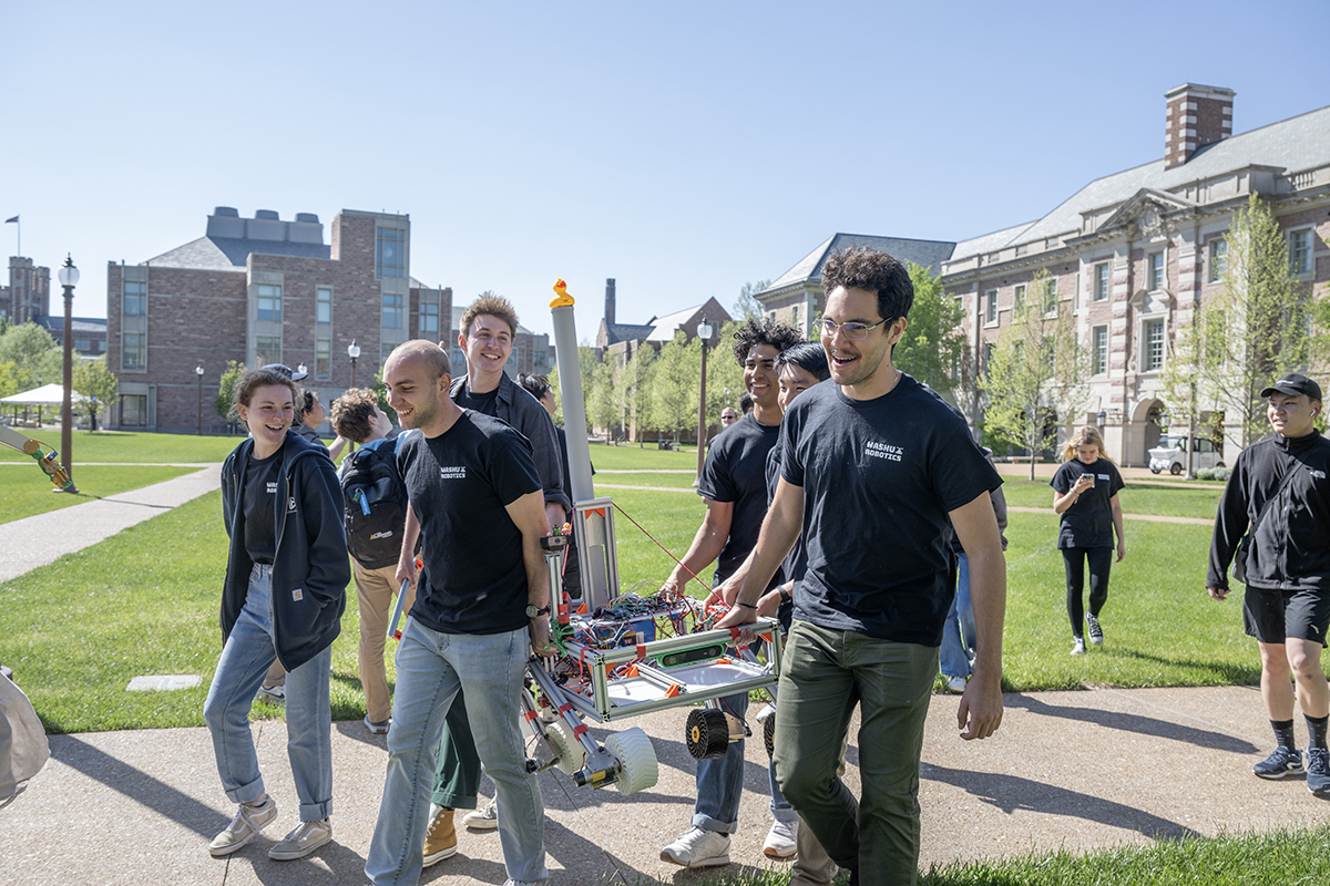 Robotics Club members walk together