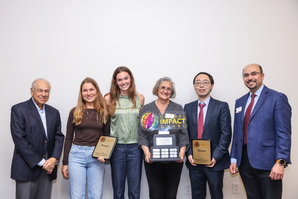 Donors Suren G Dutia (left) and Jas K. Grewal (center) with Global Impact Award winners