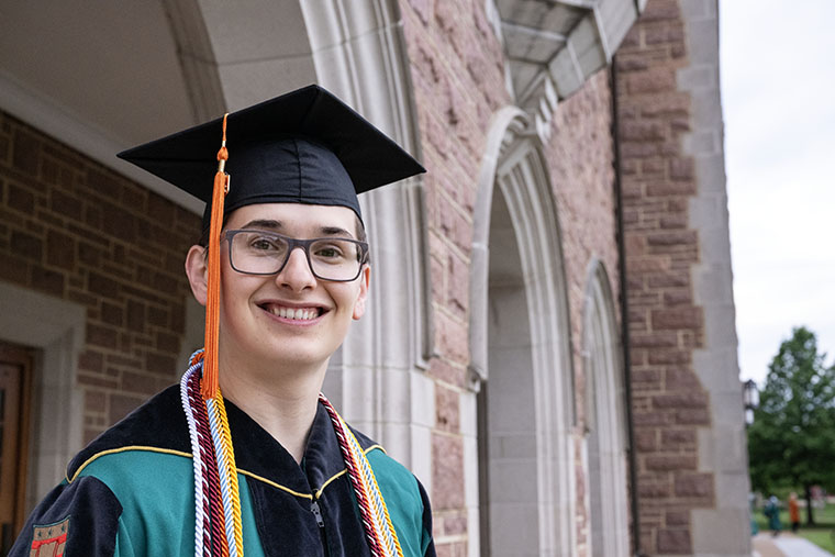 Caleb Mortonfi at Commencement.