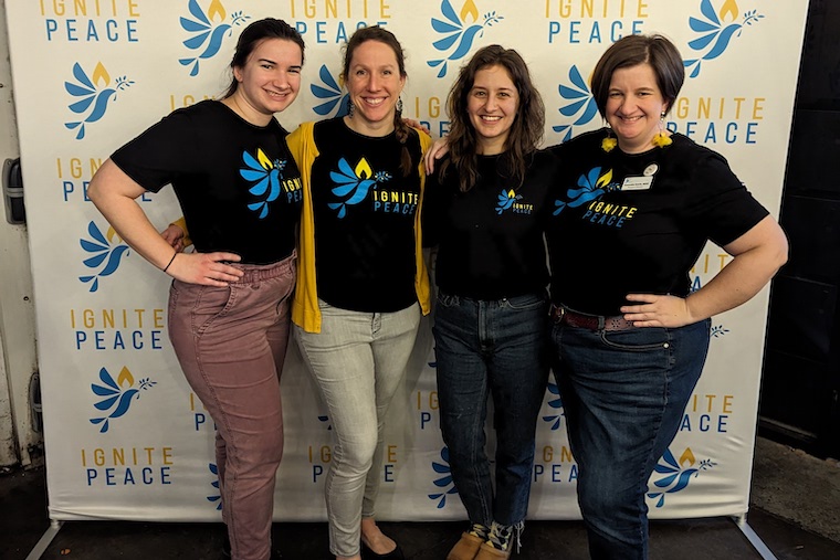 Samantha Searls (far right) serves as a program director for Ignite Peace, an education and advocacy organization in Cincinnati. (Courtesy photo)