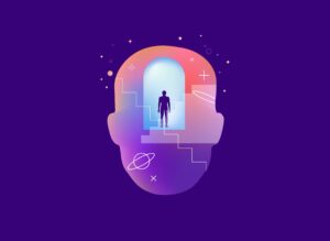 illustration of a person inside a head
