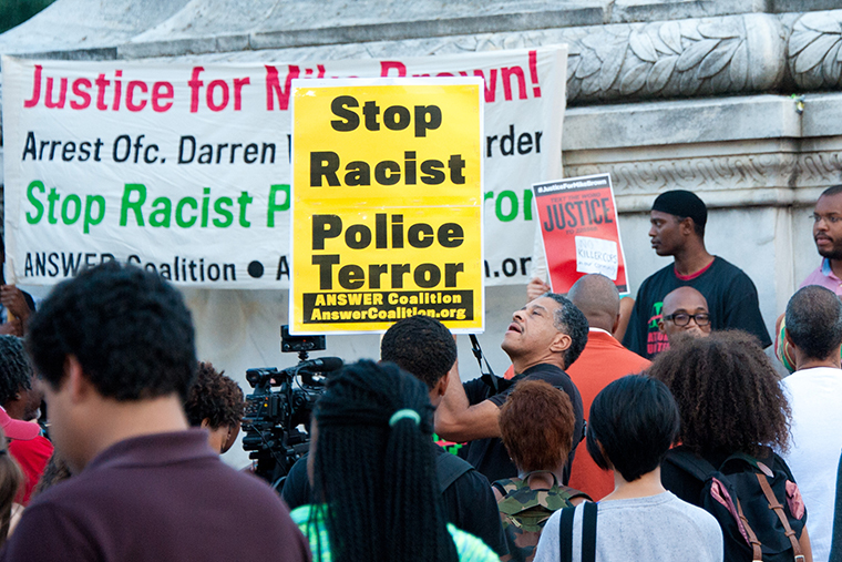 a rally after the 2014 death of Mike Brown in Ferguson, Mo.