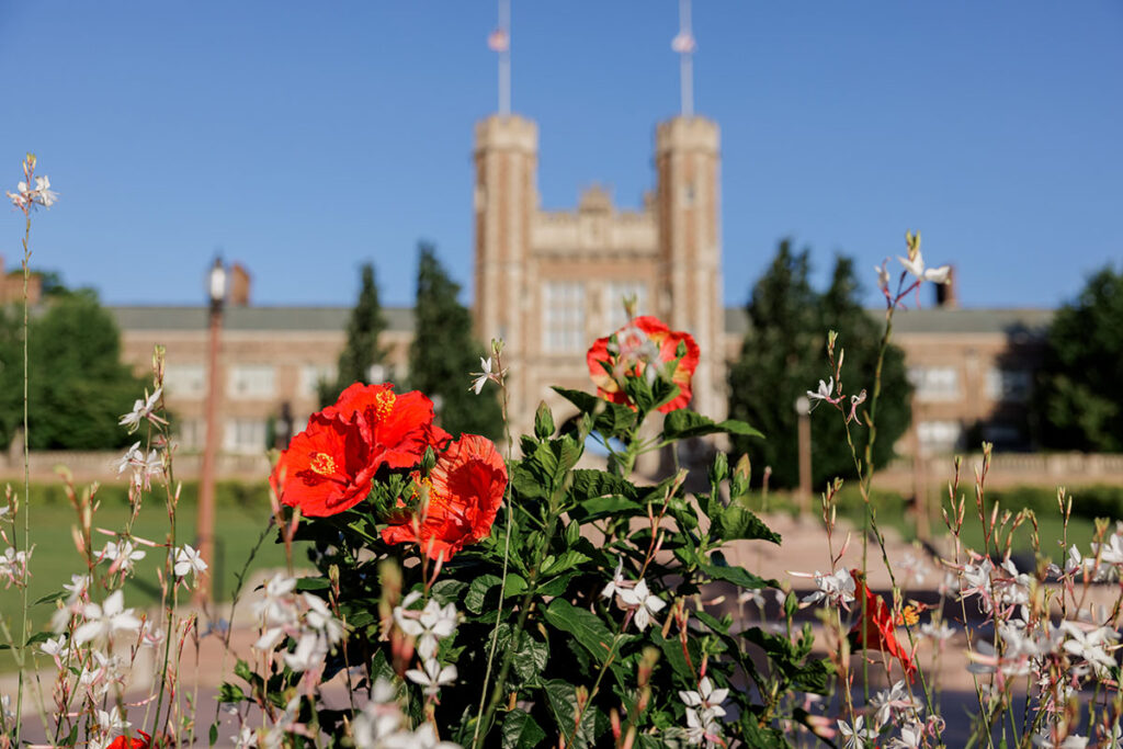 flowers in bloom in front of Brookings