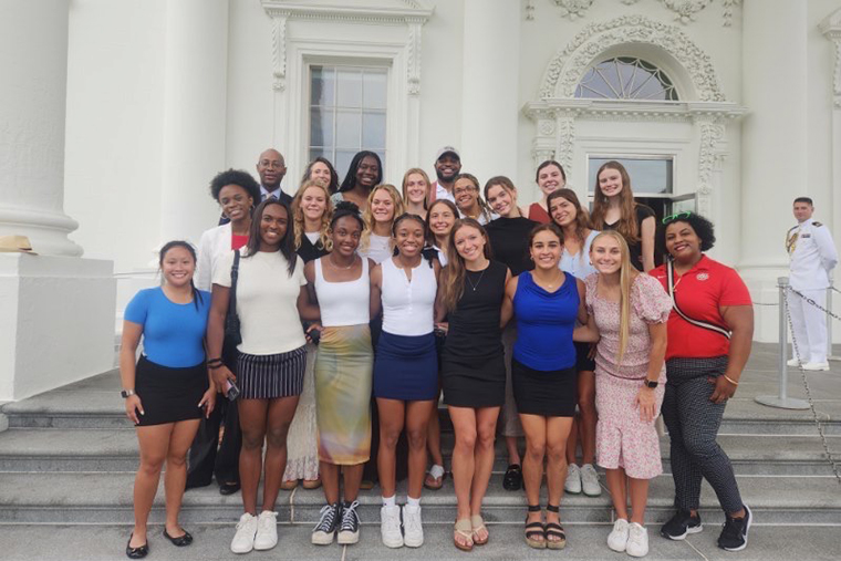 WashU women's track and field team visits the White House