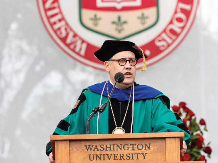 Chancellor Andrew Martin addresses the Class of 2024 during Commencement May 13.