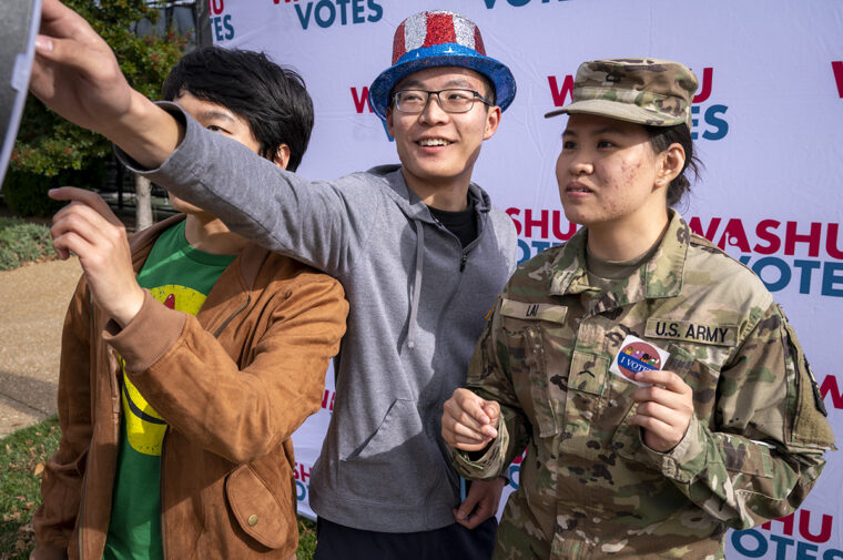 students enjoy a party on Election Day in 2022