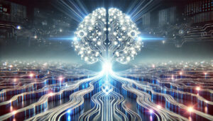 An AI image of a brain lit up with light