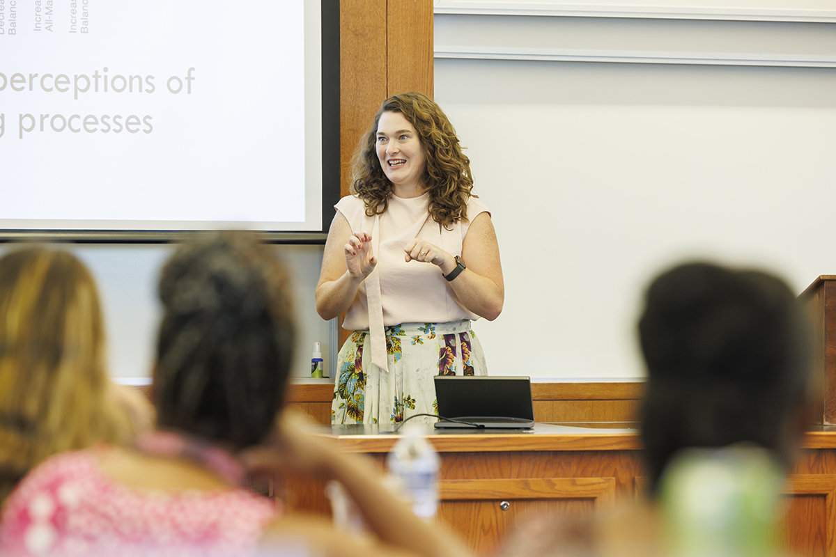 speaker gives presentation