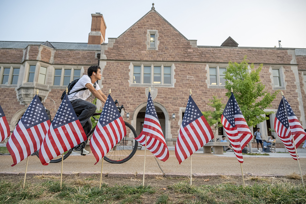 student rides bike