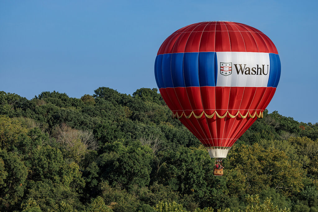 WashU balloon over trees