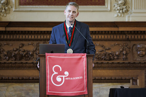 Van Engen installed as Stanley Elkin Professor in the Humanities