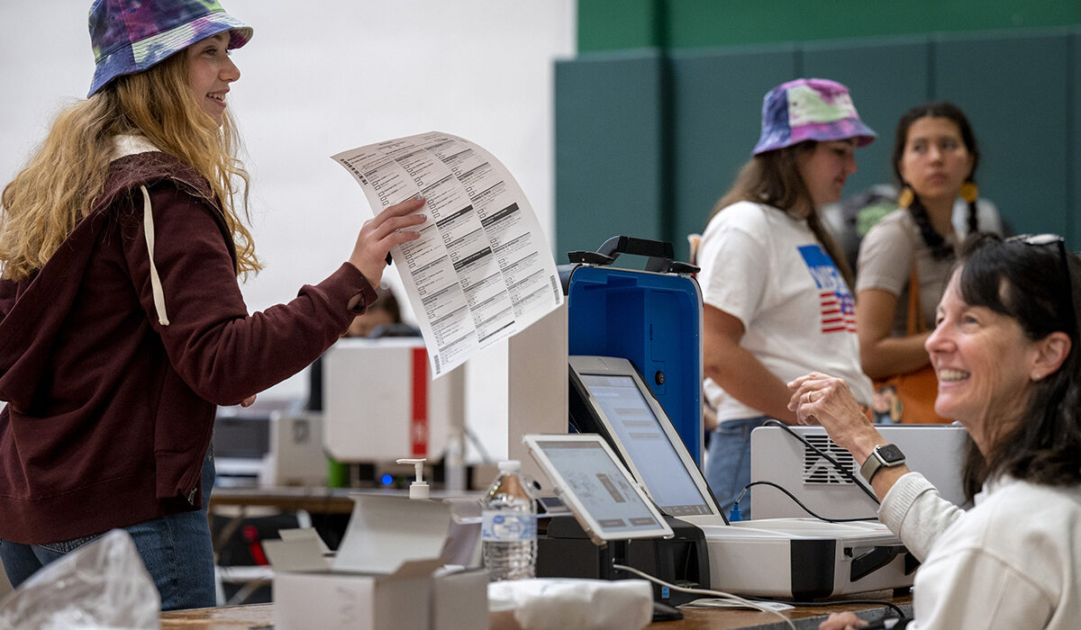 student votes at the Athletic Complex