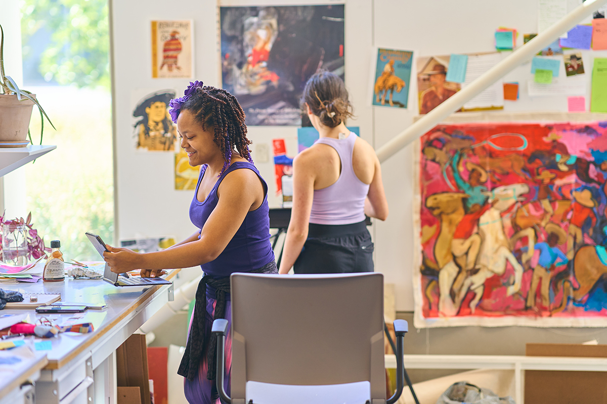 Students in an art studio