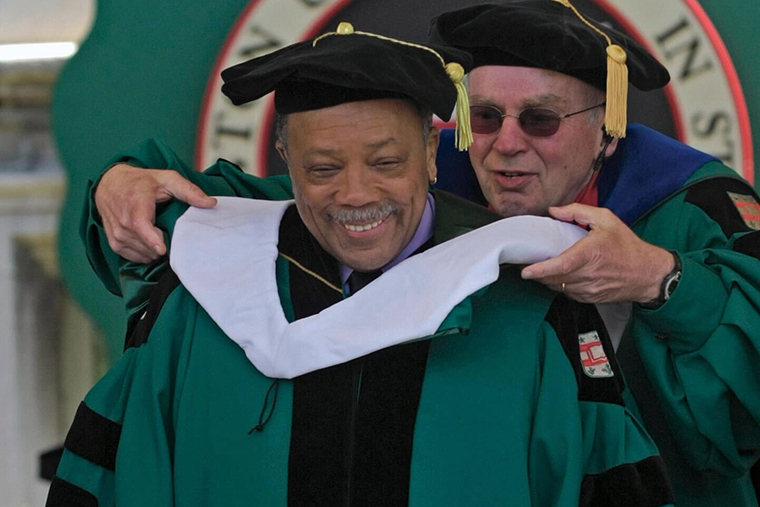 Quincy Jones at a WashU Commencement ceremony