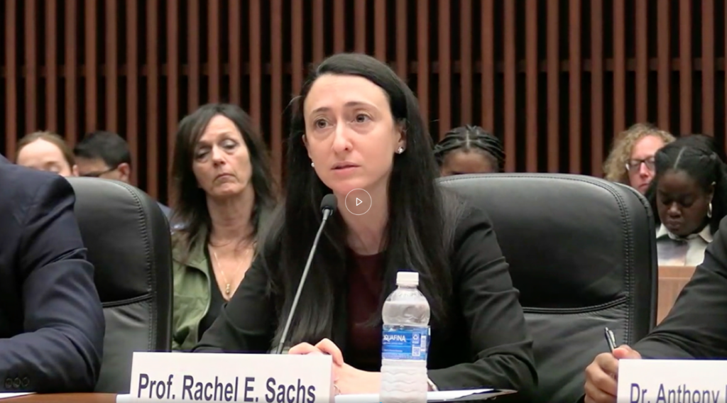 Rachel Sachs at a Senate committee hearing