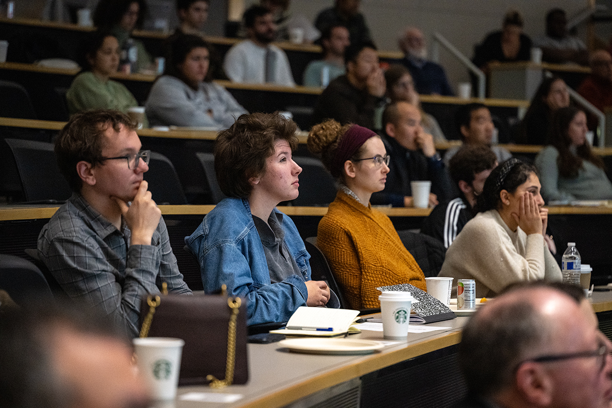 Students listen to presentation