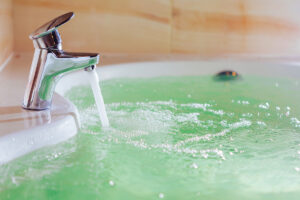 a faucet over a bathtub