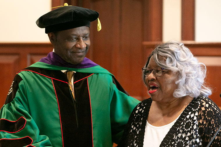 Judge Washington with his mother, Ava.