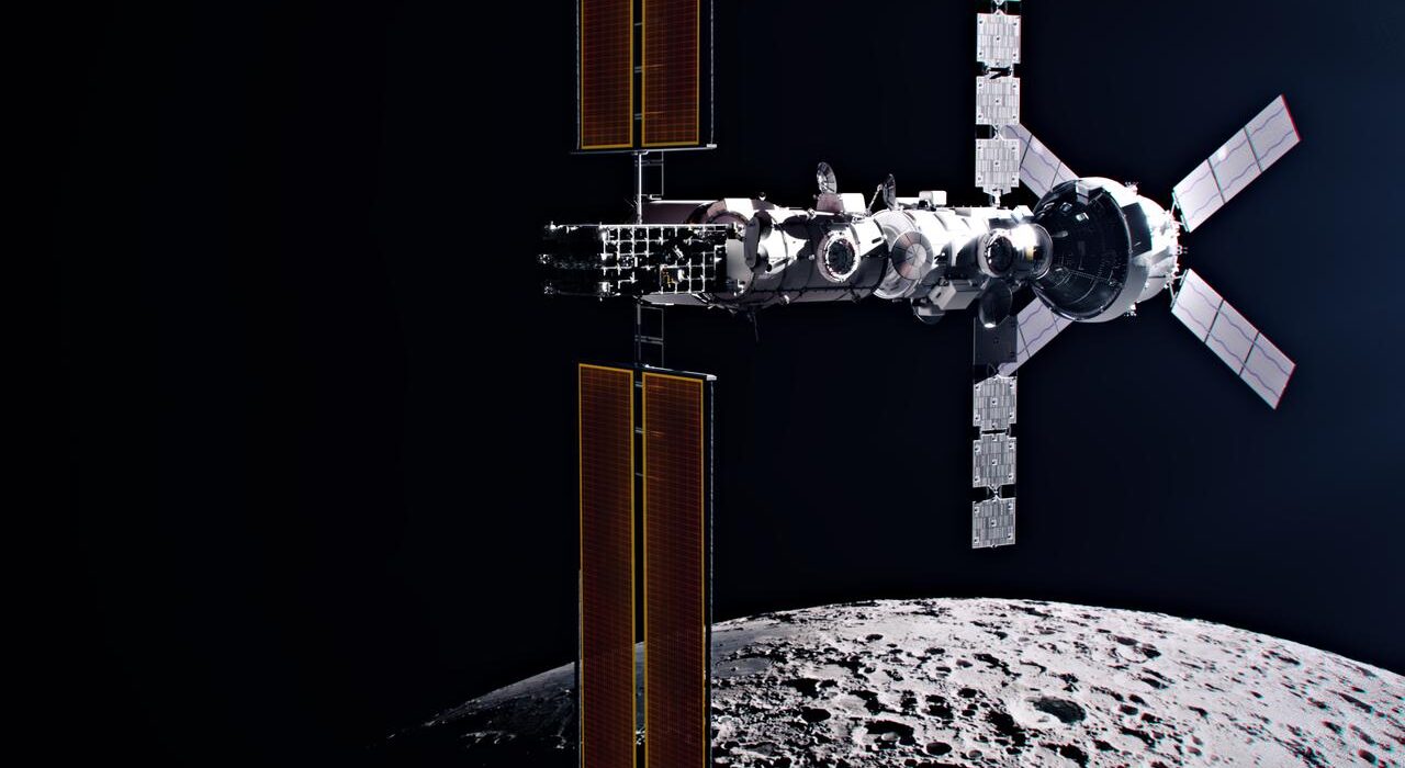 moon and space station