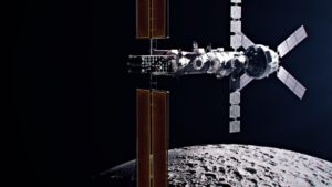 moon and space station
