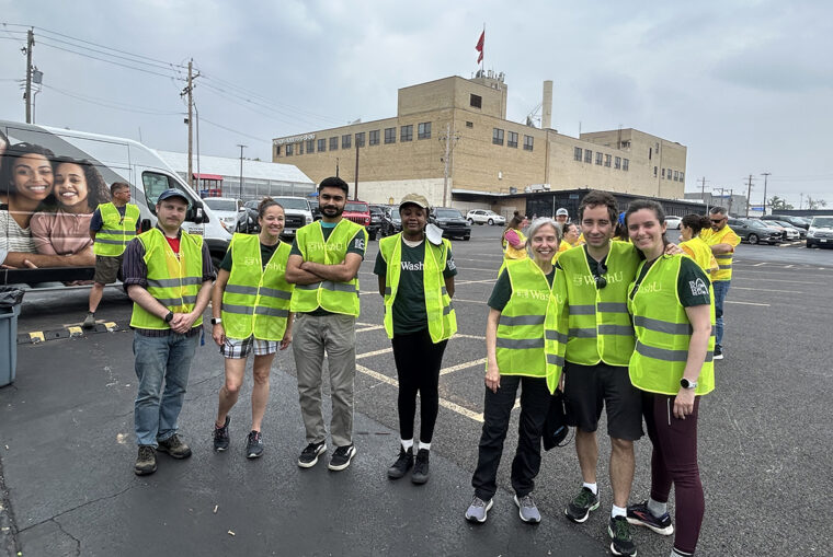 Volunteers get ready to work