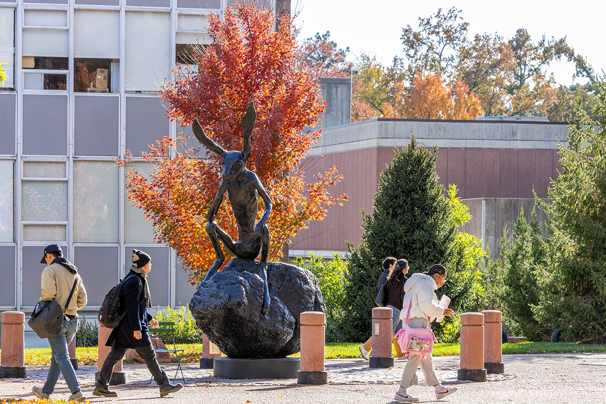 a snowy scene on the Danforth Campus