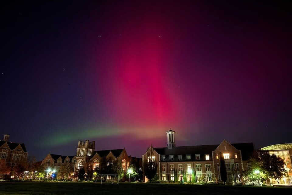 a snowy scene on the Danforth Campus