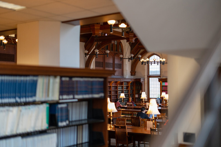 a snowy scene on the Danforth Campus