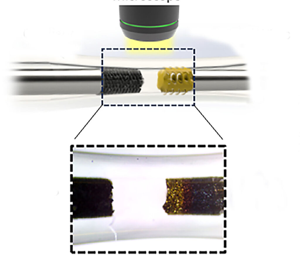 close up of battery plating in action