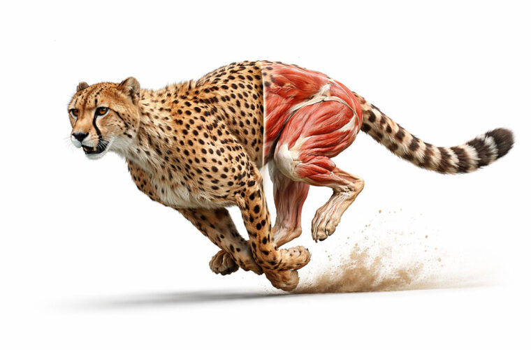 cheetah with its muscles